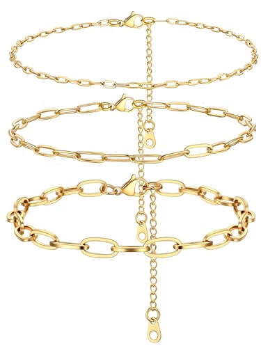 Pulseras de tobillo cadena de clip multicapa juego de joyas de mujer