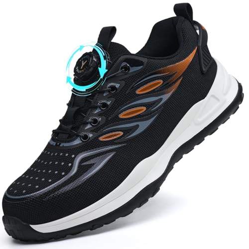 YEKOYIOO Zapatos de Seguridad para Hombre Ligero Botas de Seguridad Calzado de Seguridad con Puntera de Acero Antideslizante Transpirable Comodo Marrón 41 EU