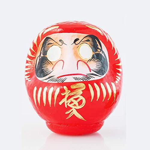 Daruma 12cm, Amuleto Japonés, Hecha de Papel maché, Tamaño 2 (Rojo)