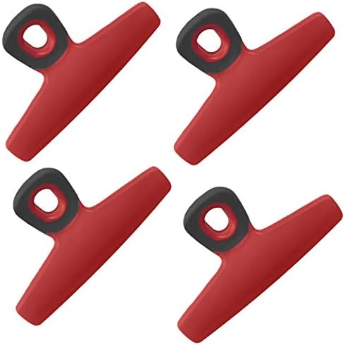 COOK WITH COLOR Wide Heavy Duty Chip Clips, Large Bag Clips for Food Storage, Pack of 4, Red