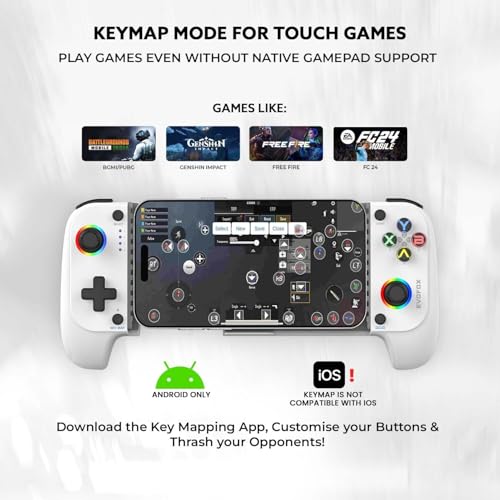 Image of EvoFox Deck Smartphone Gamepad with iPhone /Android, XBOX, HID & Keymap modes | Bluetooth v5.0 | Dual Vibration motors | Magnetic Hall 3D Joysticks | RGB Lighting and Backlit Controls