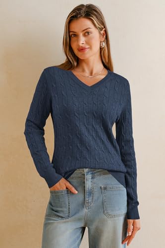 Image of Arach&Cloz Women's Wool Blend Fall Sweaters Business Casual Outfits 2026 | Soft&Breathable Pullover, Long Sleeve, V-Neck, Relaxed Fit Workwear, Business Casual, Teacher Outfits