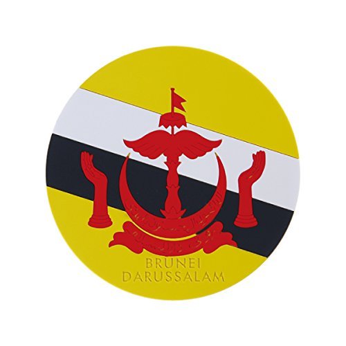 青芳 CASUAL PRODUCT 世界国旗コースター ブルネイ φ90mm ワールドフラッグコースター BRUNEI DARUSSALAM