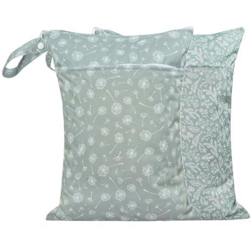 Image of Opgroeie Wet Dry Bags with Two Zippered Pockets and Handle, Reusable Storage Bag for Breast Pump Parts & Baby Items, Waterproof Diaper Bags, Yoga Gym Bag for Swimsuits or Wet Clothes-2pcs, 11.8*15.75"