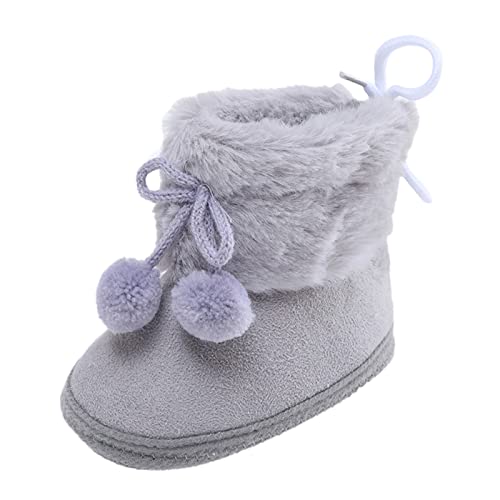Baby Boys Girls Winter Boots Toddler Ankle Booties Warm Snow Shoes Infant Soft Sole Antiskid Booties Comfort Prewalkers (Grey, 6-12 Months)