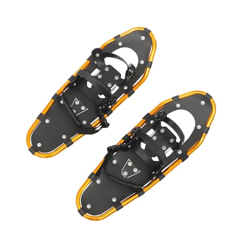 Bacacoo 25 Inch Snowshoes, Snowshoes& Adjuatable Trekking Poles, Aluminum Snowshoes for Adults Men Women with Carrying Bag for Ski Resorts, Outdoor Skiing Programs (Gold+ Black)