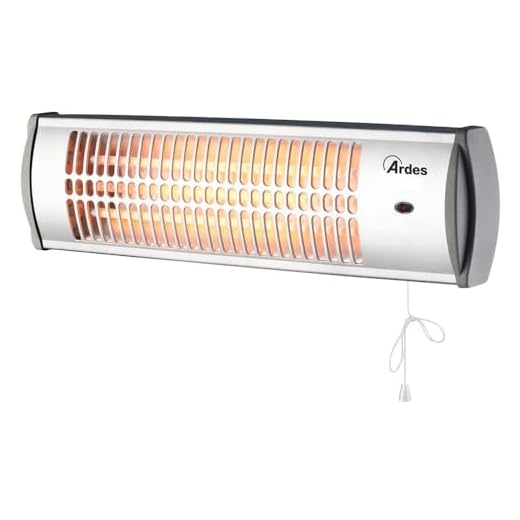 ARDES AR437B Estufa de pared de cuarzo QUARTZ, estufa de pared de cuarzo para interior/exterior, calefactor de pared de bajo consumo, calefactor de pared de 2 potencias 600W/1200W