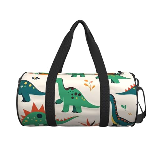 Dinosaurs Footprint Printed Travel Bag,Round Personal Item Storage bag,Foldie Duffel Bag for Traveling Vacation,Fitness,Sports2