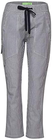Street One Damenhose Seersucker Streifenmuster Style Bonny Loose Fit Middle Waist Slim Legs Joggpants