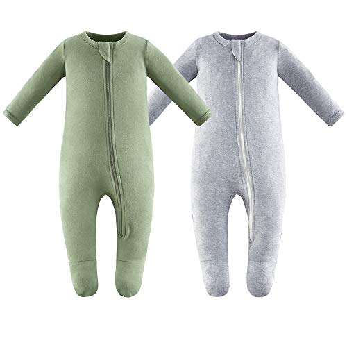Image of Owlivia Organic Cotton Baby Pajamas, Boys Girls Zip Front Sleep 'N Play Pjs, Footed Sleeper, Long Sleeve