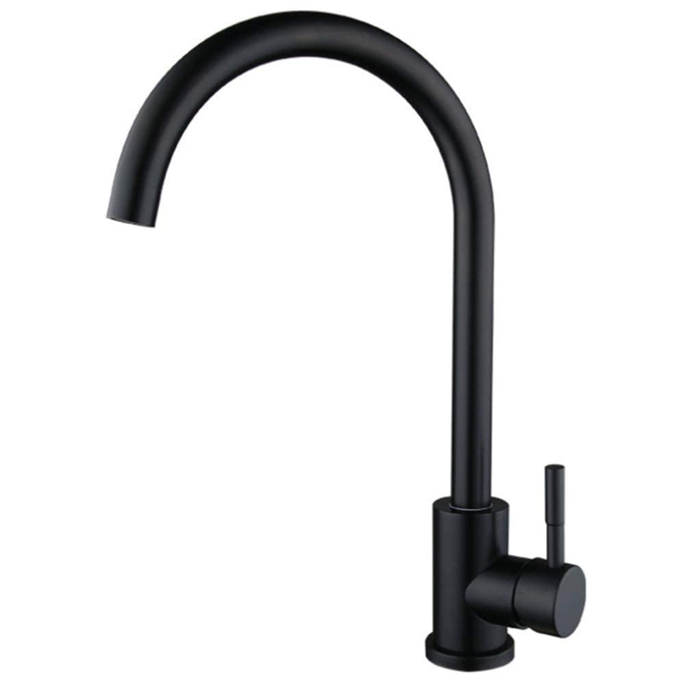 Mitigeur cuisine en acier inoxydable noir robinet rotatif eau chaude et froide pour évier