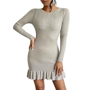 Women'S Wedding Guest Dresses Fashionable Casual V-Neck Solid Color Sweater Dress Loose Knitted Dress, S-2Xl 12 41rmnnpeu l. sl500 . ss300