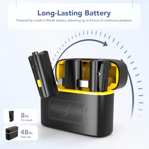 Image of LEKATO Wireless Microphone with Noise Cancellation | Dual Channel Mic Wireless for iPhone & Type-C Android Smartphone | Mic for Video Recording, YouTube, Vlogging, Live Streaming