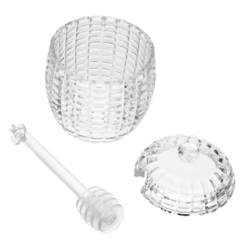 Levemolo 1 Set Leakproof Honey Jar with Stirring Stick Versatile Storage for Jam Tea Leaves and Dried Fruits Transparent Kitchen Storage for Easy Observation