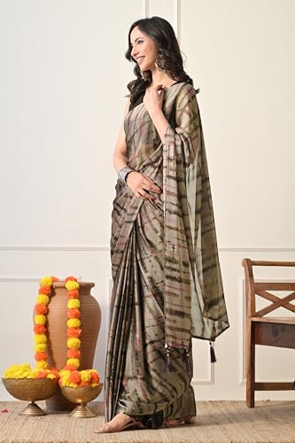 Image of MIRCHI FASHION Saree for Woman Chiffon Shibori Printed | Lightweight Regular Use and Professional Office Sari with Blouse Piece