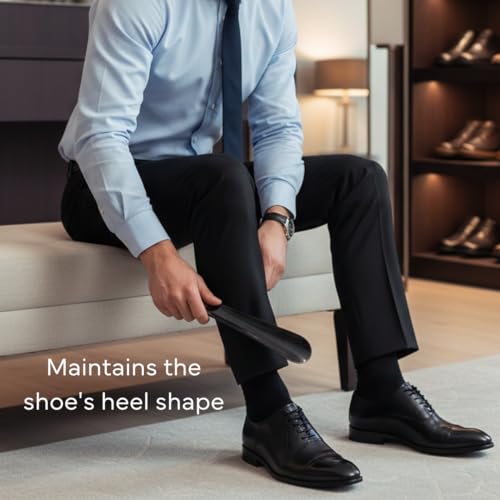 Image of Chardonnay Shoe Horn | Travel Friendly Shoe Wearing Stick for Men & Women | Medium Handle | Easy Slip-On for Shoes | Elegant Business, Wedding & Casual Formal Footwear Accessory - Black