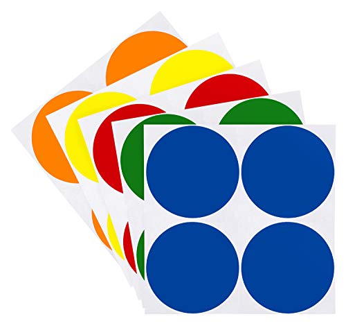 Chromalabel 2 Inch Round Label Removable Color Code Dot Stickers, High Visibility For Warehouse Inventory, 5 Assorted Colors, 100 Labels Per Variety Pack, Standard #TOP20