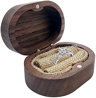 Wooden Ring Box, Jewelry Box Ring Holder Case Ring Box with Cushion for Wedding Proposal Engagement
