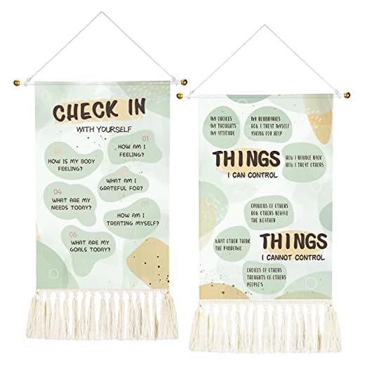 2 Pieces Mental Health Tapestry Positive Self Care Wall Art Canvas Therapy Anxiety Tapestry Counseling Office Decor Psychology Decor for Classroom School Motivation, 20 x 13 Inch (Forest Style)