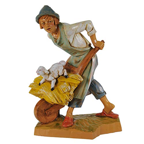 Pastore Con Carriola 19Cm In Resina Fontanini Statuina Presepe