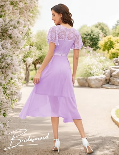 Image of Wedtrend Women's Formal Wedding Guest Dress Ruffle Bridesmaid Dress Flutter Sleeve Prom Dresses for Teens