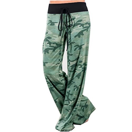 Image of iChunhua Women's Comfy Stretch Floral Print Drawstring Palazzo Wide Leg Lounge Pant