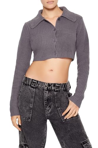 Forever 21 Women's Cropped Rib-Knit Cardigan...
