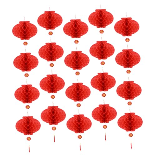 LOORGVEL 20 Piezas Farolillos Rojos de Papel Plegables Decoración Tradicional para Fiesta Año Hogar y Eventos
