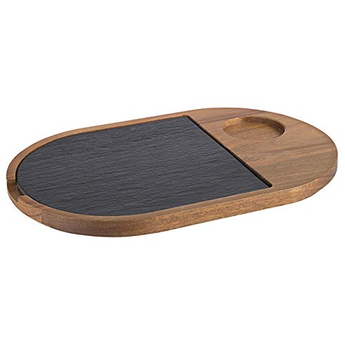 APS Serving Board 2-Piece 28 x 17.5 cm, Heel Diameter 5 cm, Rustic Wooden Board, Chopping Board Made of Acacia Wood