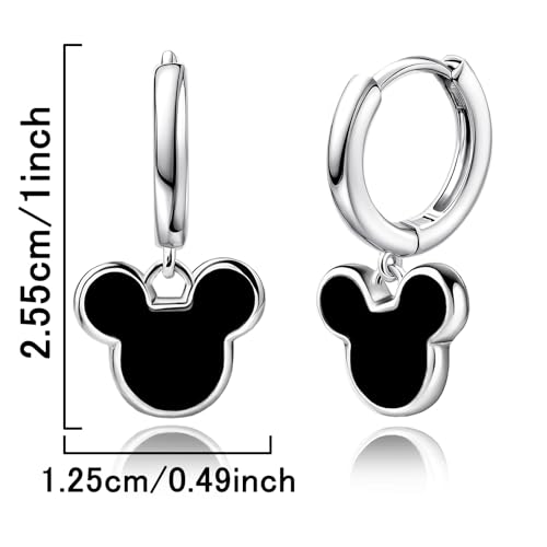 Black Mouse Hoop Earrings for Women Cute Mouse Dangle Hoop Earrings Drop Dangle Earrings Lucky Princess Animal Jewelry for Wife Daughter Birthday Gifts2