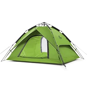 Naturehike Tente de Dôme pour 3 ou 4 Personnes Escamotable Automatique Portative Instantanées à Double étage pour Camping avec Sac de Transport (Vert Clair – 4P)