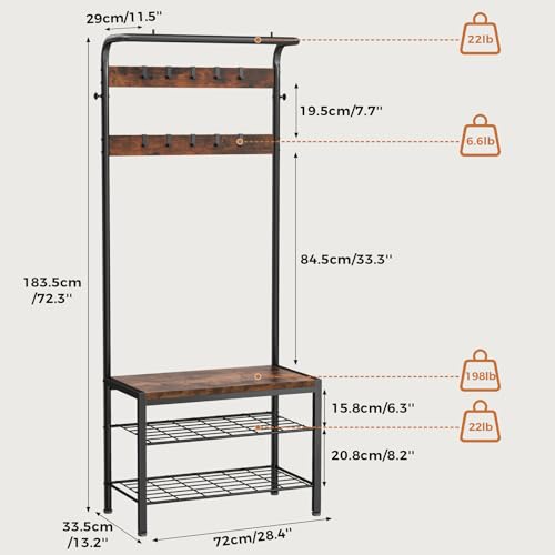 Hall-Tree-with-Bench-and-Shoe-Storage-4-in-1-Entryway-Organizer-with-10-Hooks-and-Storage-ShelfCoat-Rack-Freestanding-with-2-Tier-Storage-Shelf-for-Living-Room-Bedroom-Rustic-Lift-top-hidden-compartme