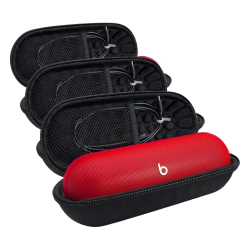 Image of ICIMBI Hard Carrying Case for Beats Pill 2024 Bluetooth Speaker,Shockproof Protective Travel Case with Foam Padding and Mesh Pocket for New Beats Pill Accessories,Black (Pack of 3)