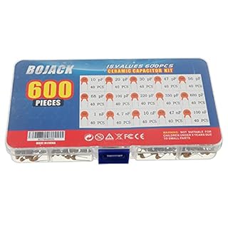 BOJACK 15 valeurs 600 pièces haute qualité en céramique condensateurs Kit d'assortiment de Capacité de 10 pf à 100 nF Emballer dans une boîte