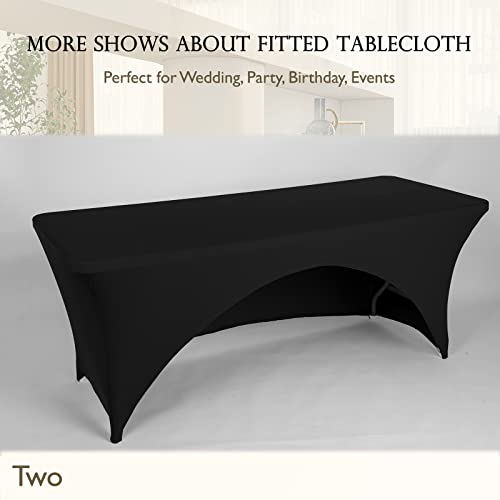 Fhberni Spandex Table Cover 4 Ft. Fitted Polyester Tablecloth Stretch Table Cover Table Topper Open Back - Black #TOP6