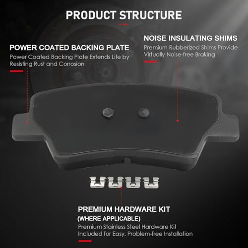 Image of cciyu D1543 & D1594 Front & Rear Ceramic Disc Brake Pads Kit For Hyundai For Elantra GT 2013-2015,For Kia For Forte 2014-2016,For Forte Koup 2014-2016