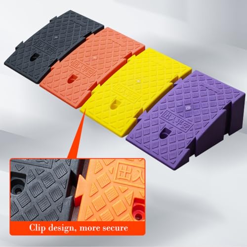 2 piezas de rampas portátiles para bordillo de entrada, rampas umbral interconectables para vehículos, motocicletas, sillas de ruedas y bicicletas, rampas ligeras de plástico (Color: Negro, Tamaño: Altura 11 cm / 4 pulgadas) miniatura 6