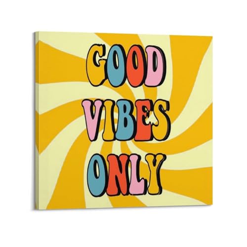 Borsxtzy Inspirational Good Vibes Only Vintage Poster Art Retro Whimsical