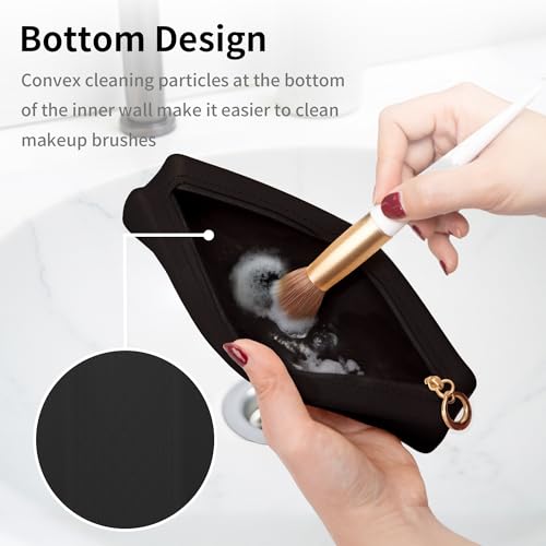 Nuomeisi Silicone Makeup Brush Holder, Portable Travel Essentials, Stand-up Cosmetic Bag Case, Toiletry Organizer with Upgraded Zipper Closure- Ideal for Daily Use and Travel (Black)4