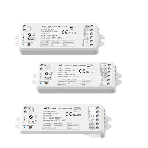 LED ������ 2-in-1 WW CW CCT �R���g���[���[ 12V 24V 36V DC ���C�����X�����[�g�����X�C�b�` WZ1 Alexa ������(3PCS WZ1)
