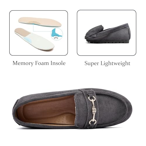 Image of Women's Wide Loafers Casual Slip on Flat Shoes Women's Comfort Penny Loafers with Arch Support Women Dressy Moccasins