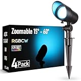 LEONLITE RGBCW Adjustable Beam Angle LED Landscape Spotlight, Low Voltage Accent Light with Stepless...