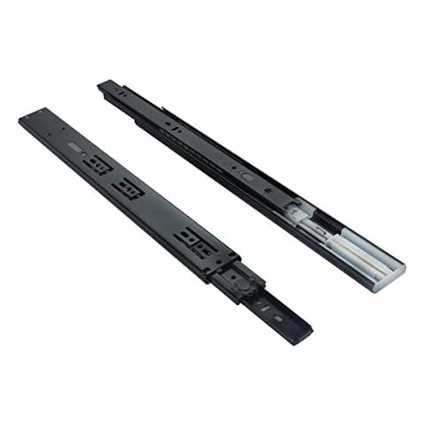 VADANIA 350mm Soft Close Drawer Runners #VK1245 1 Pair (2 Packs), 45kg Load Capacity Full Extension Ball Bearing, Side Mount, Self Close Slides for Kitchen Cabinet, Bedstand, Office Drawers, Black Cover