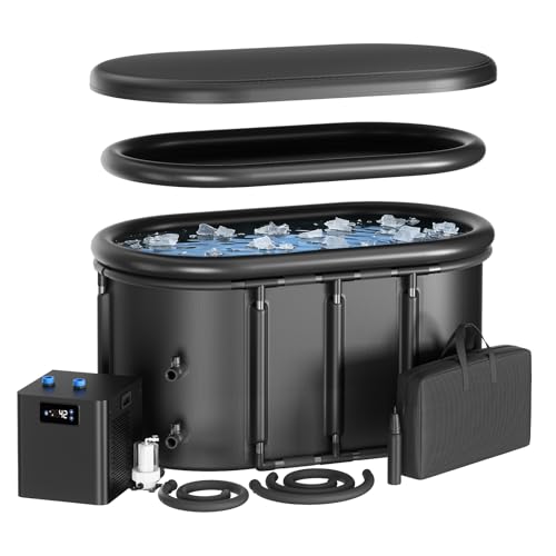 Upgraded Ice Bath Chiller & Cold Plunge Tub Set, 1/3HP Water Chiller with Filter, 148Gal Portable Ice Pod with Insulated Lid, Enhance Recovery and Energy