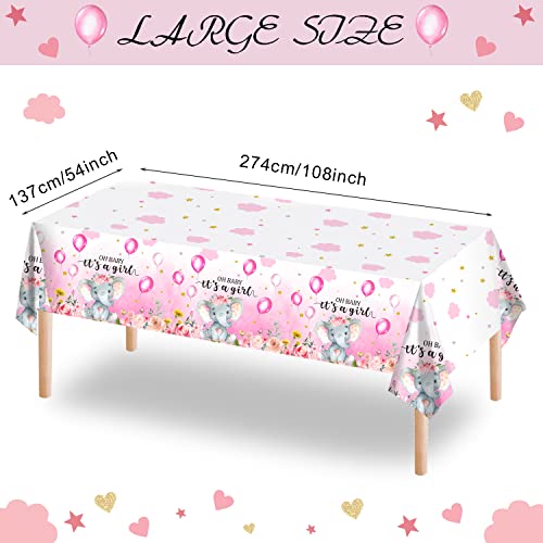 3 Pack Elephant Baby Shower Tablecloth Decorations, Elephant Baby Shower Decorations, Plastic Tablecloth Table Cover Backdrop For Baby Boy Girl Gender Baby Shower Party Supplies, 54 X 108 Inch, Pink #TOP3