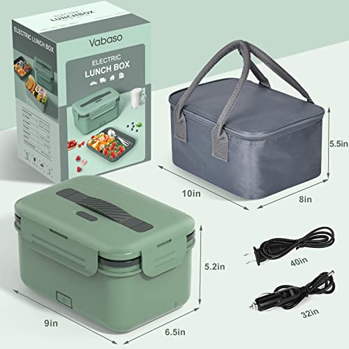 Vabaso Electric Lunch Box Food Heater, 60/80/100W Heated Lunch Box For Adults Car/Truck Home/Work, 1.8L/61Oz Food Warmer Heating Lunch Box With Removable Stainless Steel Container, 12V/24V/110V220V #TOP7
