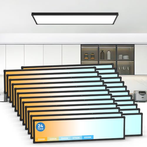 Aphyni 1x4 LED Flat Panel Light Surface Mount 24Pack,5CCT Selectable,Black