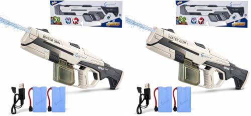 Image of GRAPHENE Electric Water Gun Holi Pichkari 2 in1 Automatic Manual Mode Holi Pichkari 32 ft Long Range High Pressure Squirt Water Gun Rechargeable 1 Extra Battery Boys Girls (White and Grey) (Pack of 2)