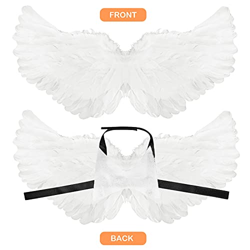 Bwogue Dog Angel Wings Costume Halloween Dog Costume For Dogs Puppy Cats White Feather Pet Wing Costume Cosplay For Party M #TOP1