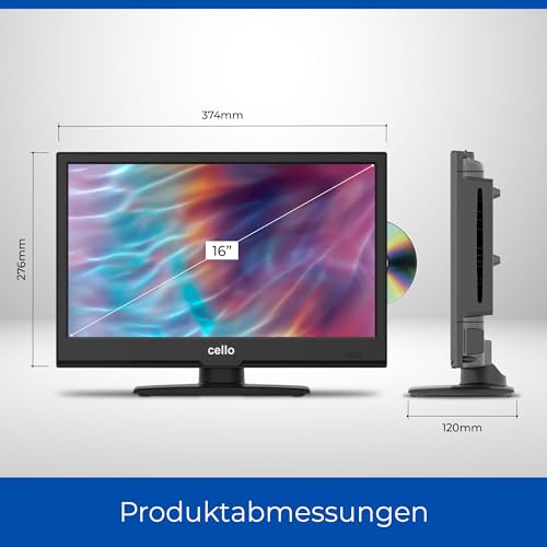 Cello C1620FS 16" (41 cm Diagonale) Full HD LED TV mit eingebautem DVD Player DVBT2 S2 Triple Tuner, Schwarz – Bild 3